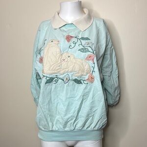 Vintage bunny rabbit sweatshirt L Valorie’s folk art